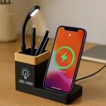 Bamboo Pen Holder with 15W Wireless Charger