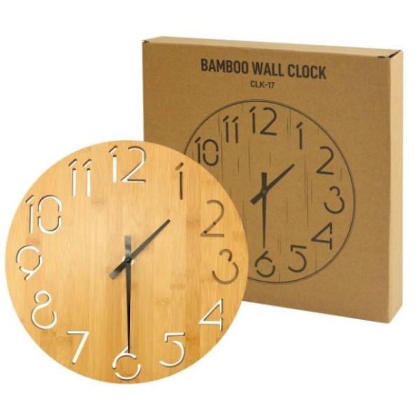 Round Bamboo Analog Wall Clock