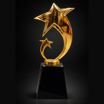 Gold Shooting Star Trophy with Black Base