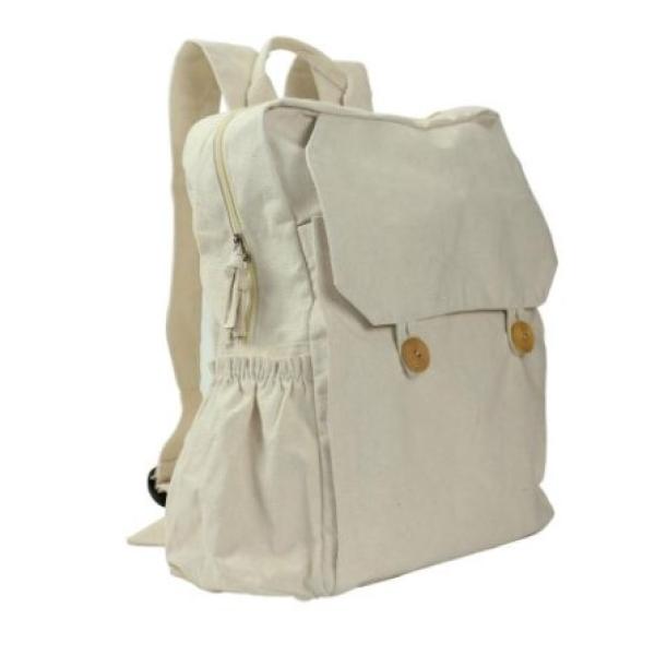 Natural Cotton Backpack with Zipper Closure
