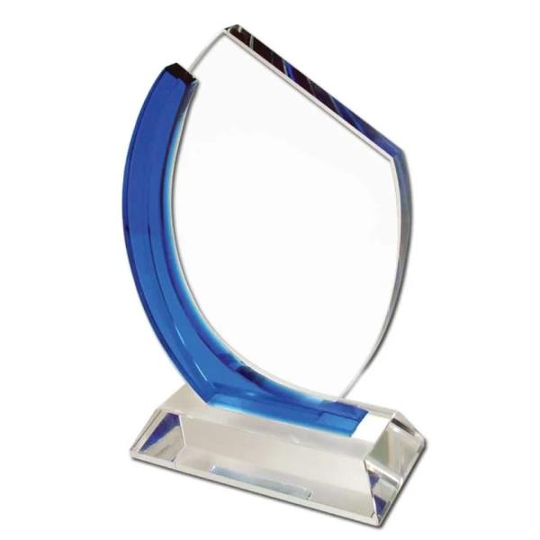Crystal Awards with Blue Design on the side