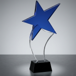 Exquisite Blue Star Glass Trophy (27.5cm)