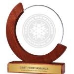 Round Moon Crystal Awards with Wooden Base