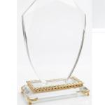 Elegant Diamond Cut Shield Crystal Award with Premium Gold Accents