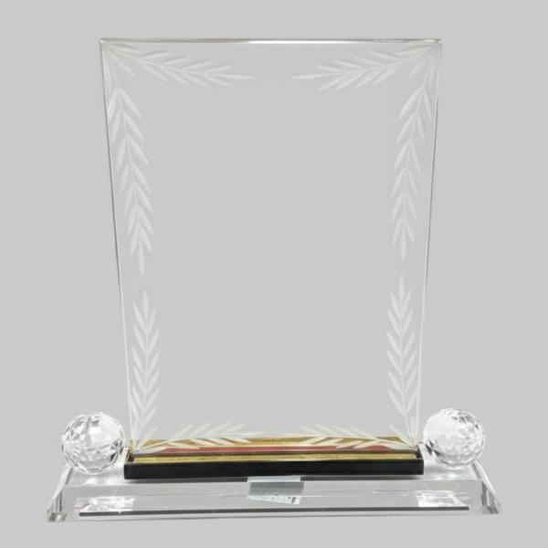 Crystal Award with laser Marked leaves design