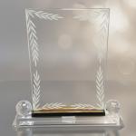 Crystal Award with laser Marked leaves design
