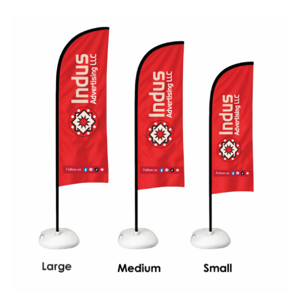 Curve Top Flag -Metal Pole With Base