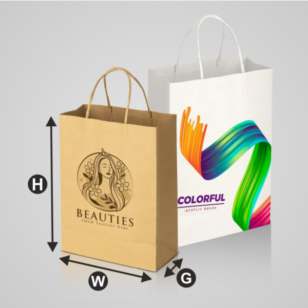 Kraft Shopping Bag (White/Brown)