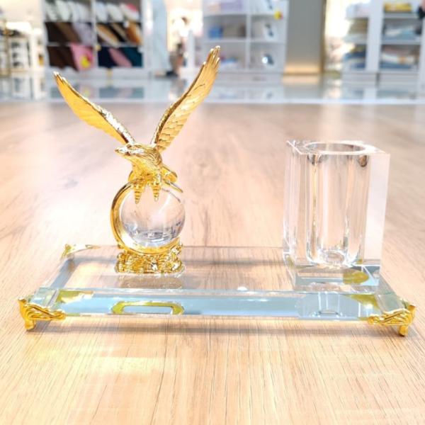 Luxury Golden Eagle Crystal Desk Set