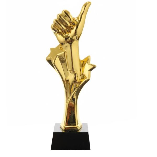Gold "Thumbs Up" Star Achievement Trophy 28cm