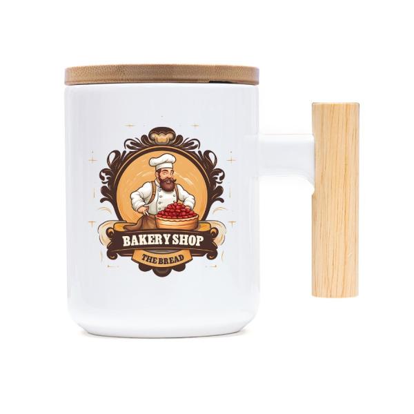 Eco-friendly ceramic mug with bamboo handle