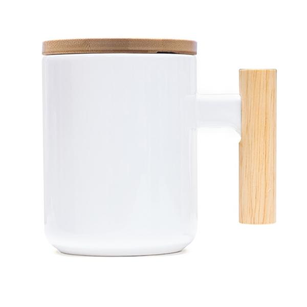 Eco-friendly ceramic mug with bamboo handle