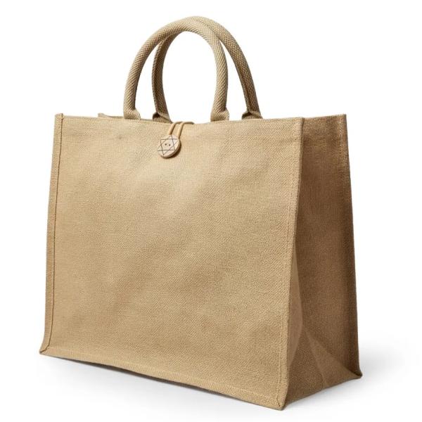 Reusable Jute Shopping Bags with Button Closure
