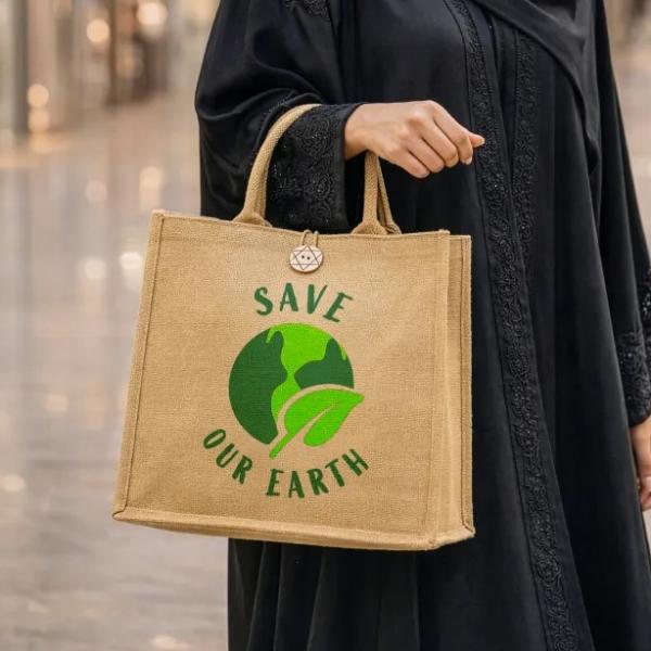 Reusable Jute Shopping Bags with Button Closure