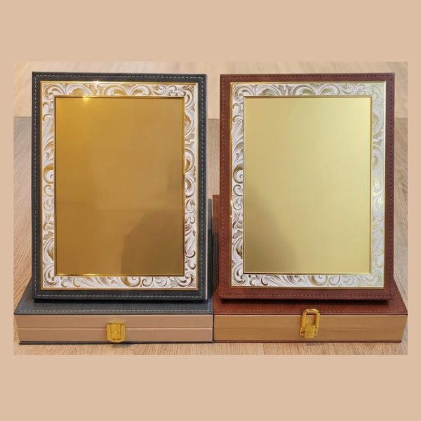 Premium Leatherette & Gold Filigree Recognition Plaque