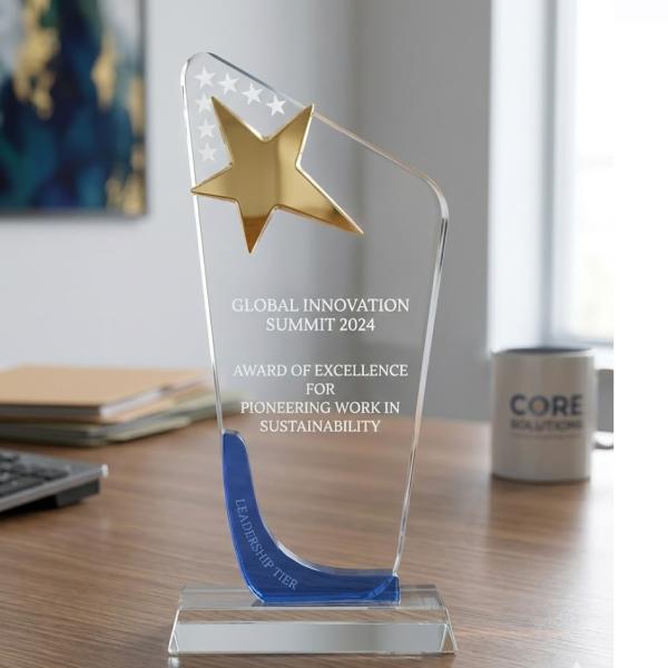 Dynamic Blue-Curve Star Achievement Award – 24cm
