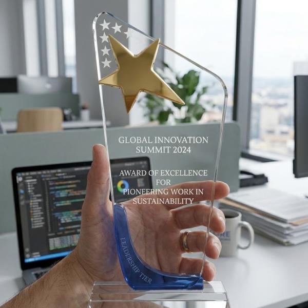 Dynamic Blue-Curve Star Achievement Award – 24cm