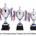 Silver Championship Trophy Set – 3 Piece Award Collection