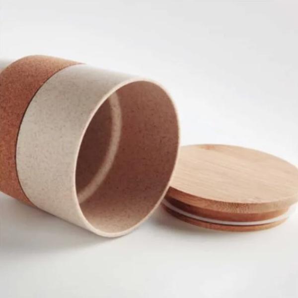 Wheat Straw Cups with Bamboo Lid and Cork Grip