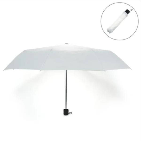 Bi-Fold White Umbrella with Velcro Closure & Matching Pouch