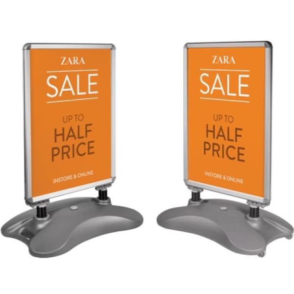 Double-Sided A-Board with Aluminium Profile & Water Base – 70 × 100 cm (with Wheels)
