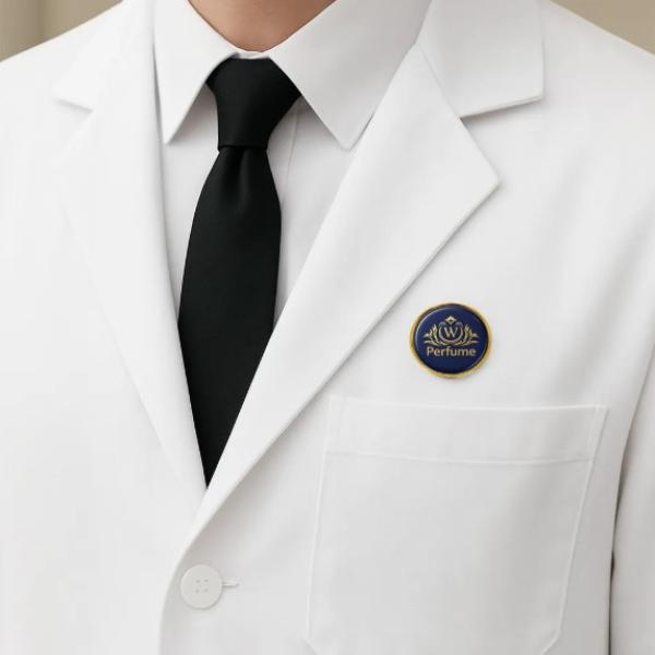 Gold Round Metal Badges with Magnet Attachment