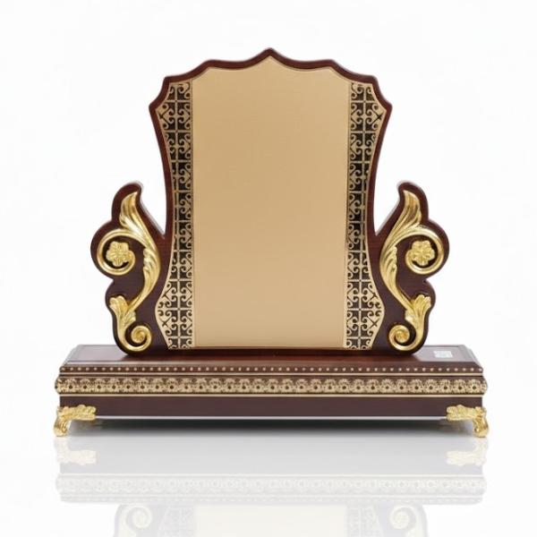 Premium Wooden & Leather Award with Gold Metal Plate